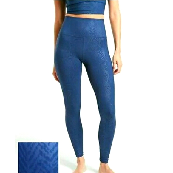 Athleta Pants - EUC Athleta Salutation Stash Pocket II Embossed, Enchanted Blue Small #599746